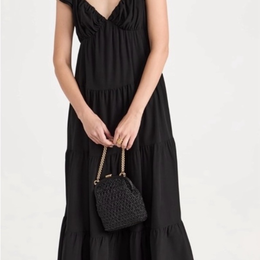 English Factory Black Ruffle Sleeve Maxi Dress